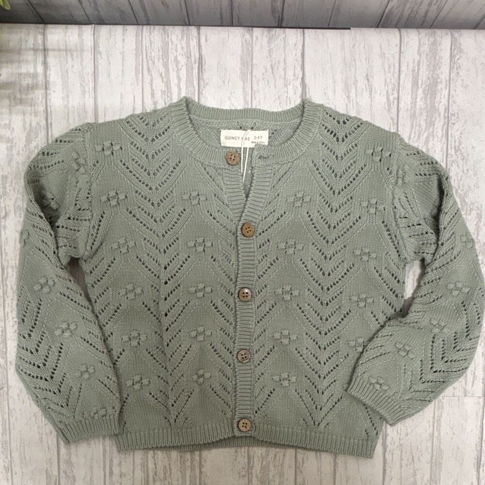 Toddler Girls Size 2/3 Quincy Mae Organic Cotton Sweater NWT